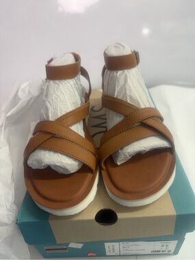 TOMS  Tan Cross-Strap Sandals with Ankle Buckle